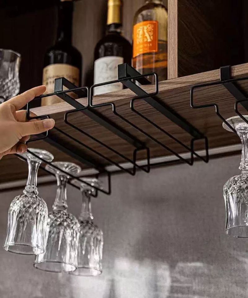 Wine Glass Rack, Upside-down Hanging Wine Glass, No Drilling Required, Suitable For Home Use, Living Room Wine Cabinet Storage._voghion.com