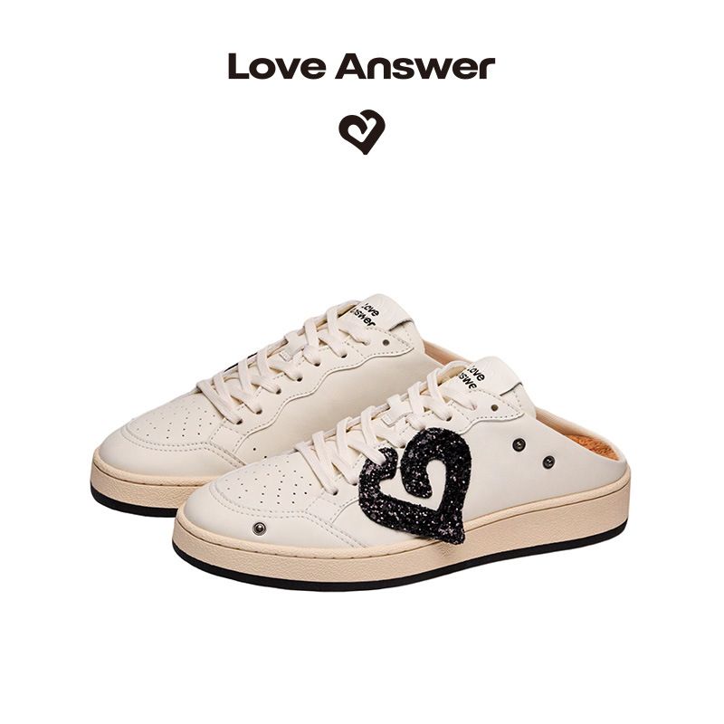 Love Casual Hausschuhe Top Layer Rindsleder Echtleder Damenschuhe, Zehenabdeckung Halbschleppende weiße Schuhe Vielseitig, EIN_voghion.com