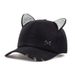 new meow Women's Summer fall black white Pink ears Cat Baseball cap with rings and lace cute girl hat_voghion.com