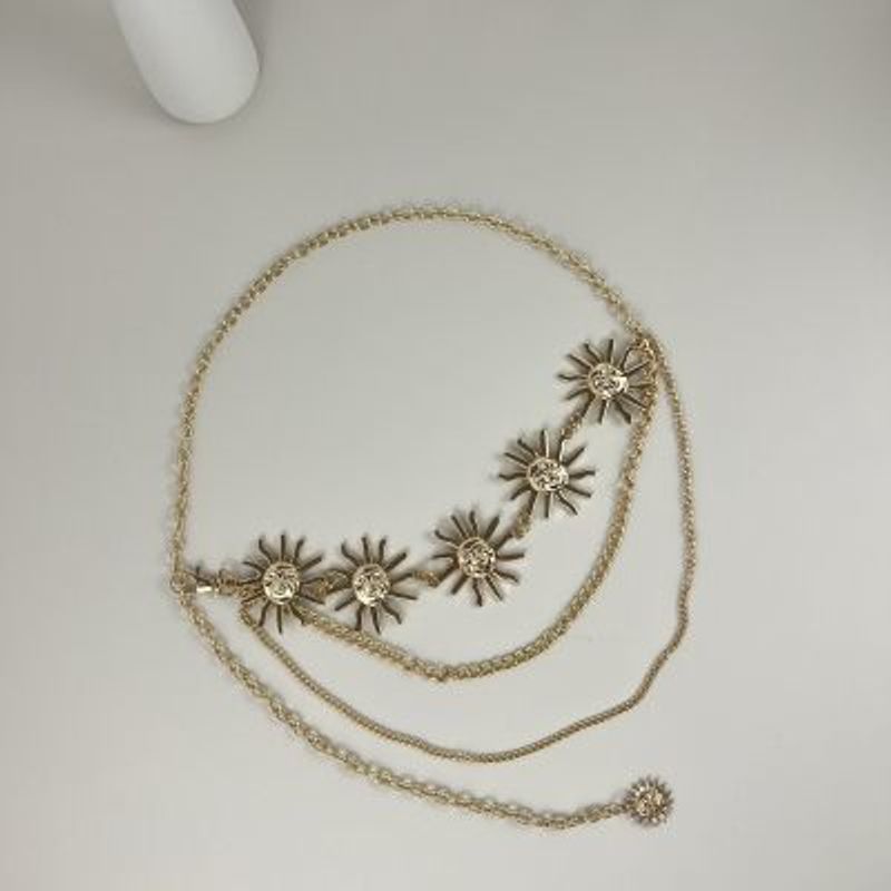European And American Retro Palace Metal Pendant Suower Waist Chain Multi-layer Senior Body Dress Belt Accessories_voghion.com