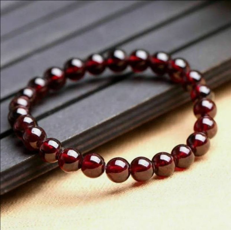 6mm Genuine Natural Brazil Red Garnet Round Gemstone Beads Stretchy Bracelet AAA_voghion.com