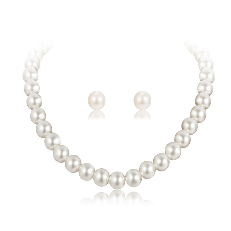 Koreanische Mode ABS Perle Damen Armband Ohrringe Halskette Dreiteiliges Brauthochzeits-Accessoires-Aktivitätsset_voghion.com