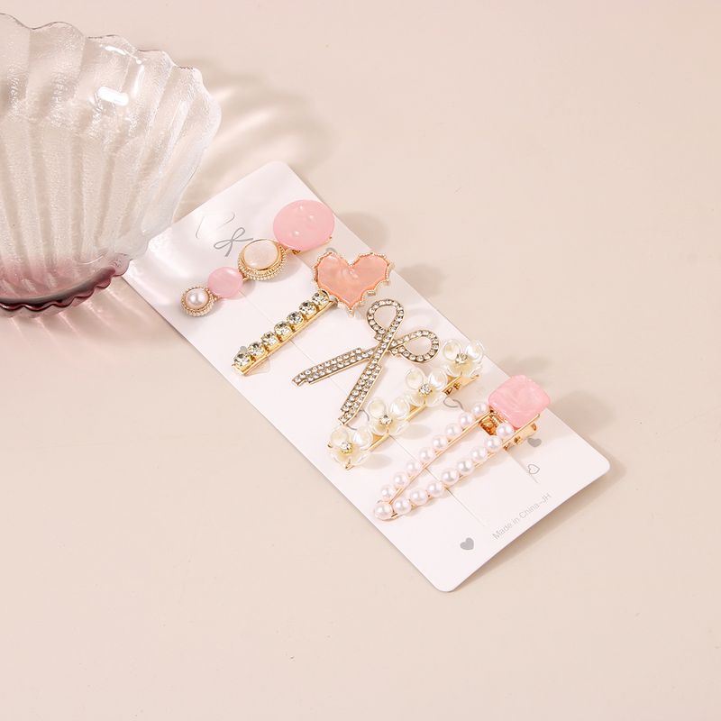 Simpatico set di forcine per capelli con perle Accessori per capelli con forcina per ragazze con rivestimento in rinoceronte e diamante sul lato_voghion.com