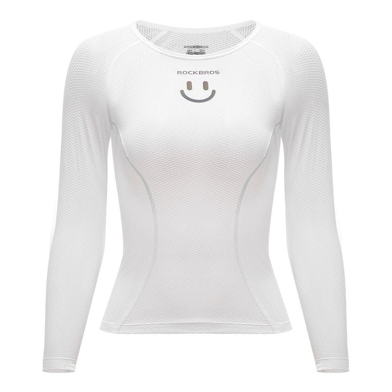 Maillot ciclista transpirable de manga larga ROCKBROS para mujer, blanco_voghion.com