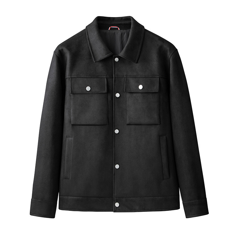 Men'S Suede Jacket Thin Section Casual Versatile Lapel Short Leather Jacket_voghion.com