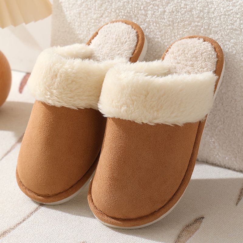 Zapatillas de algodón acolchadas de moda para otoño e invierno para hombres y mujeres, zapatos de algodón de felpa cálidos para el hogar, zapatillas de algodón antideslizantes para exteriores_voghion.com