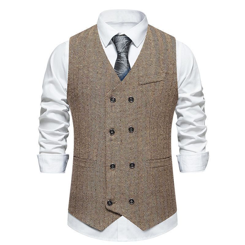 Abbigliamento da uomo, gilet da uomo primaverile e autunnale, doppiopetto retrò, abbigliamento da lavoro maschile_voghion.com