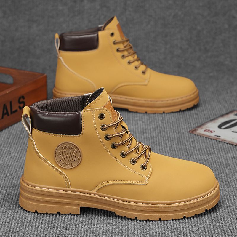 Bottes de sécurité Martin jaunes pour homme, grandes tailles, antidérapantes, résistantes, pour la randonnée, collection automne-hiver 2024_voghion.com