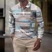 Polo da uomo alla moda a maniche lunghe con bottoni sul risvolto, motivo digitale 3D_voghion.com