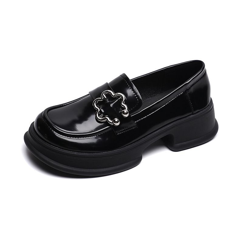 Wei Girl Thick Le Fu For Women 2023 New Autumn Small Leather British Soft Soled Single Shoes_voghion.com