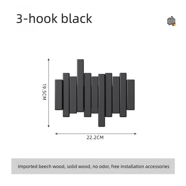 Piano Key Solid Wood Wall-Mounted Clothes Rack, Space-Saving No-Drill Hook For Hanging Bags And Coats Behind Doors_voghion.com