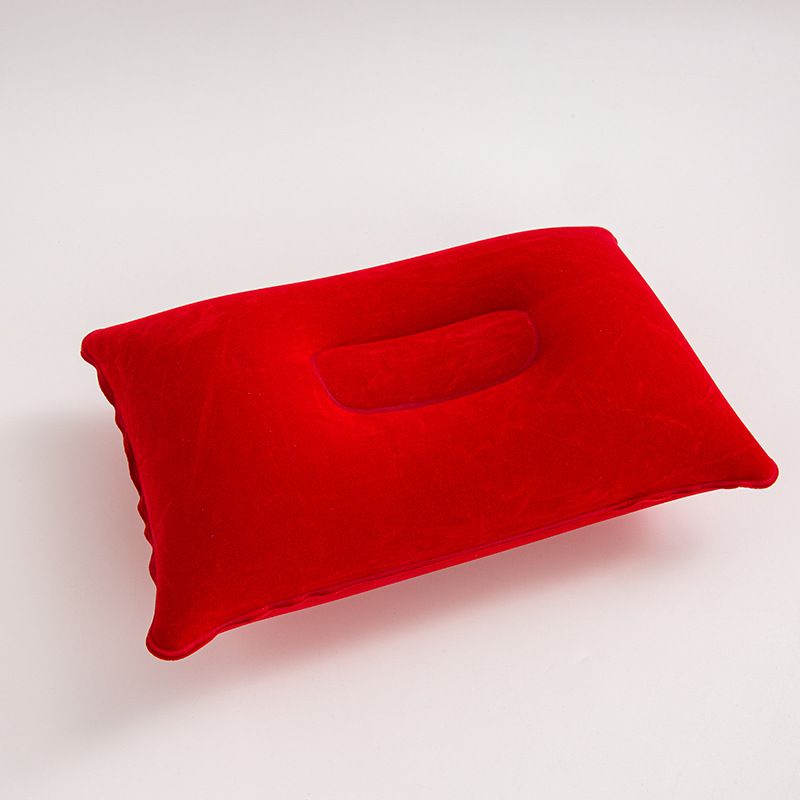 Cuscino da viaggio gonfiabile quadrato floccato per campeggio e pisolino in ufficio - Materiale in PVC morbido, portatile e compatto_voghion.com