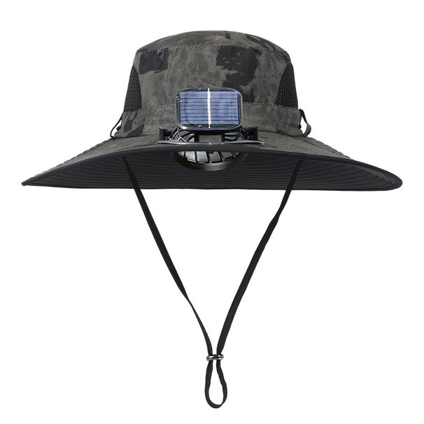 Solarbetriebener Kühl-Bucket-Hut für Herren – Sonnenschutz LSF 50+ mit wiederaufladbarem Ventilator (einstellbarer Luftstrom und leicht zum Wandern)_voghion.com