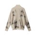 Gothic Tie-Dye Knit Cardigan – Unisex Distressed Open-Front Coat, Stand Collar & Drop-Shoulder Design, Grunge Streetwear Staple (Ashy Grey/Khaki)_voghion.com