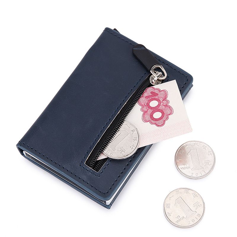Étuis et portefeuilles pour passeport Portefeuille antivol en métal Porte-cartes RFID court pour homme Boîte à cartes de crédit Porte-cartes bancaires Porte-cartes Porte-monnaie_voghion.com