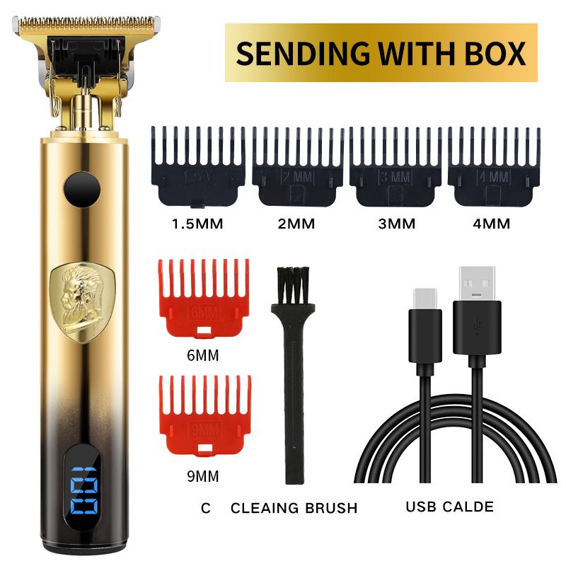 Hair Trimmer New Hair Clipper T9 LCD Oil Head Electric Hair Clipper Rechargeable Oil Head Carving Hair Clipper_voghion.com