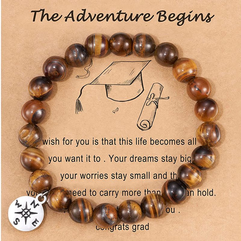 Natürliche Perlen Armband weibliche Zebra Stein Kompass Anhänger Hand String Geste_voghion.com