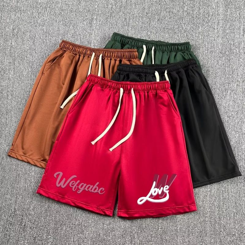 Men's Clothing High Personality Street Casual Sports Straight Shorts Men Summer Loose Retro Drawstring Couple Five Point Pants_voghion.com