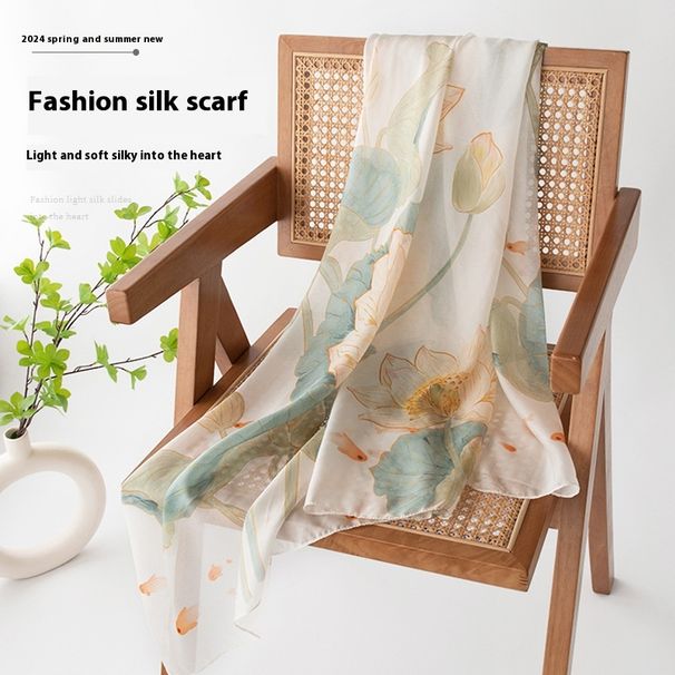Para a mãe: cachecol fino de verão 100% seda Mulberry para mulheres, xale protetor solar, presente portátil_voghion.com