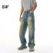EF JEANS | 2025 Frühling Neue amerikanische Straße Färben und Altern Allmähliche Veränderung Gerade Lose Jeans Flut_voghion.com