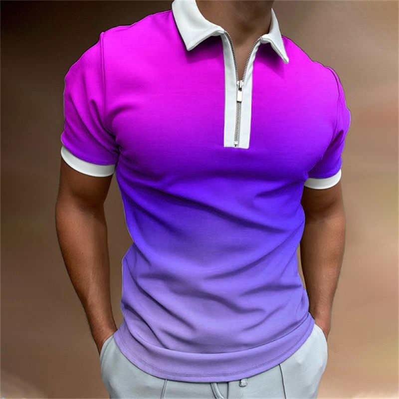 Men's golf shirt summer new short sleeve zipper lapel top casual slim trend high-quality t 2023 men's clothing_voghion.com