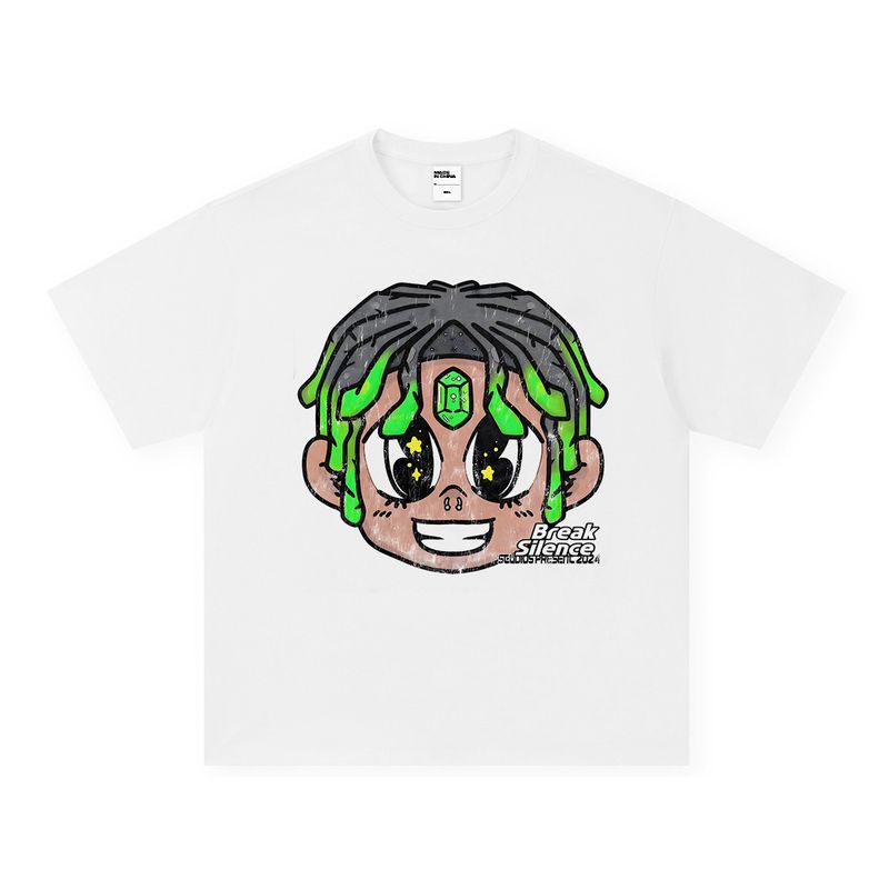 Herrenbekleidung Original handbemaltes Graffiti Trendy Brand Schweres Kurzarm-T-Shirt aus Baumwolle_voghion.com