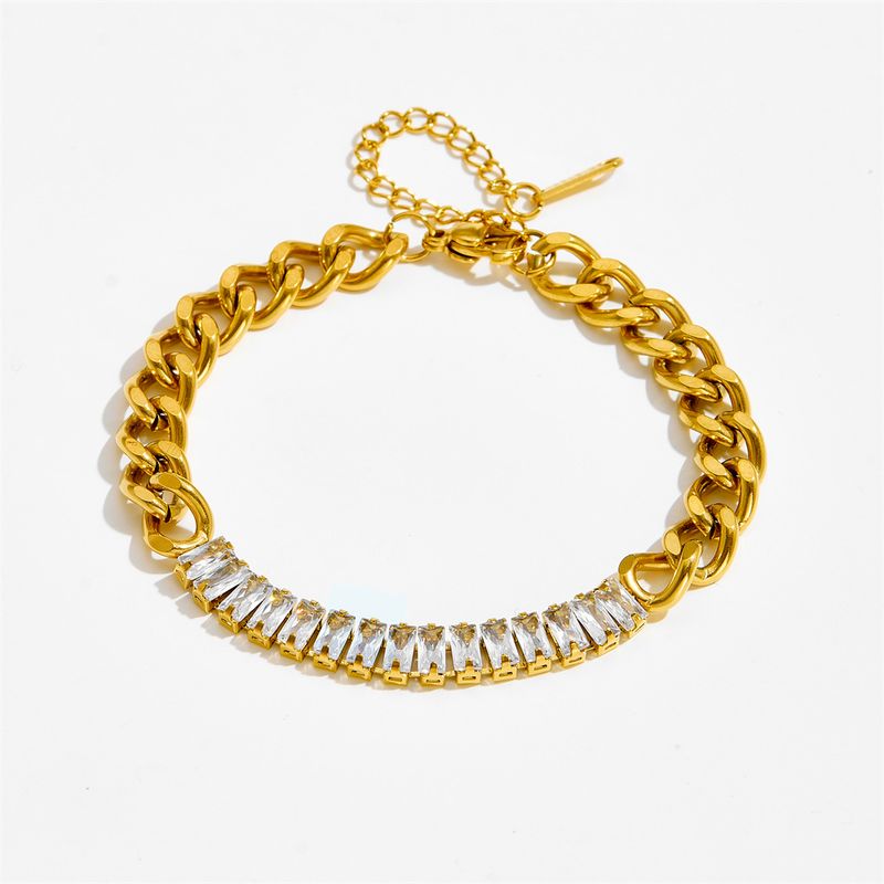 Bracciale a catena con zirconi placcati in oro e stile INS, regalo per feste, moda, per donna_voghion.com
