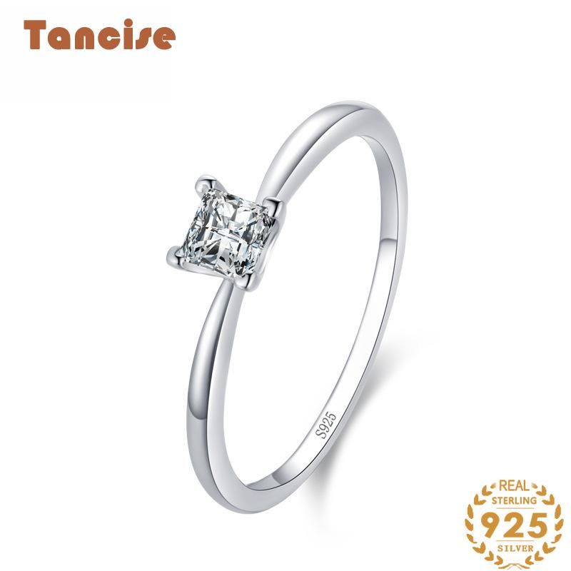  Tancise Classic Zircon Silver Ring Ladies Jewelry Wedding Promise Party Gift_voghion.com
