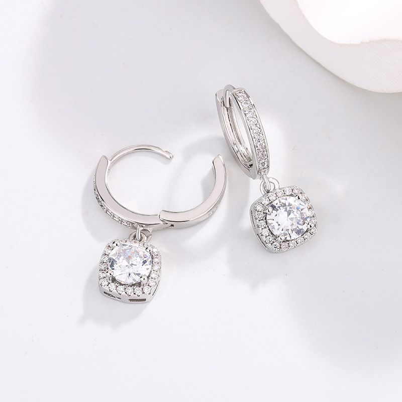 Orecchini da donna in argento con zircone, con fibbia e imitazione di moissanite da un carato, con borsa quadrata da principessa, in saldo alla moda_voghion.com