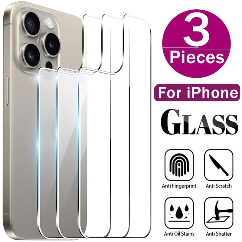 1-3PCS Back Tempered Glass For IPhone 17 Pro Max 14 16 15 Plus 12 13 Mini Phones Screen Protector Films_voghion.com