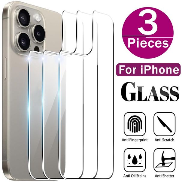 1-3PCS Back Tempered Glass For IPhone 17 Pro Max 14 16 15 Plus 12 13 Mini Phones Screen Protector Films_voghion.com