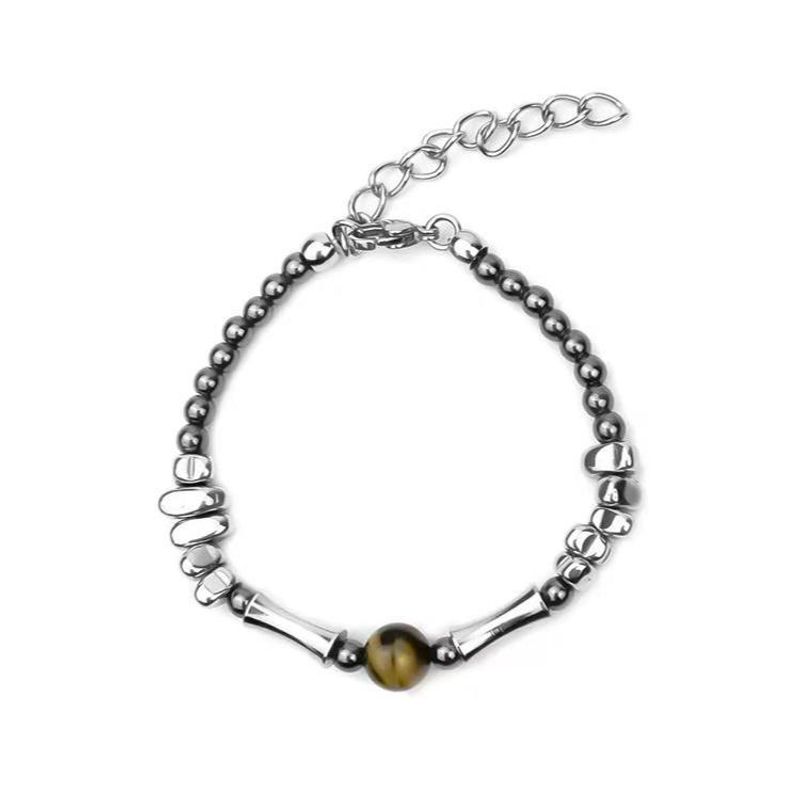 Bracciale in pietra naturale retrò cinese con occhio di tigre, temperamento neutro, design maschile, braccialetto in ossidiana di lusso leggero_voghion.com