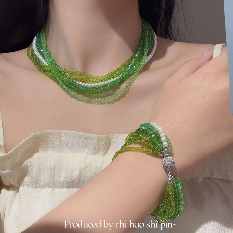Inlaid Diamond Multi-layer Wrapped Crystal Fashion Mori Style Fresh Clavicle Chain High-end Sense Niche Temperament_voghion.com