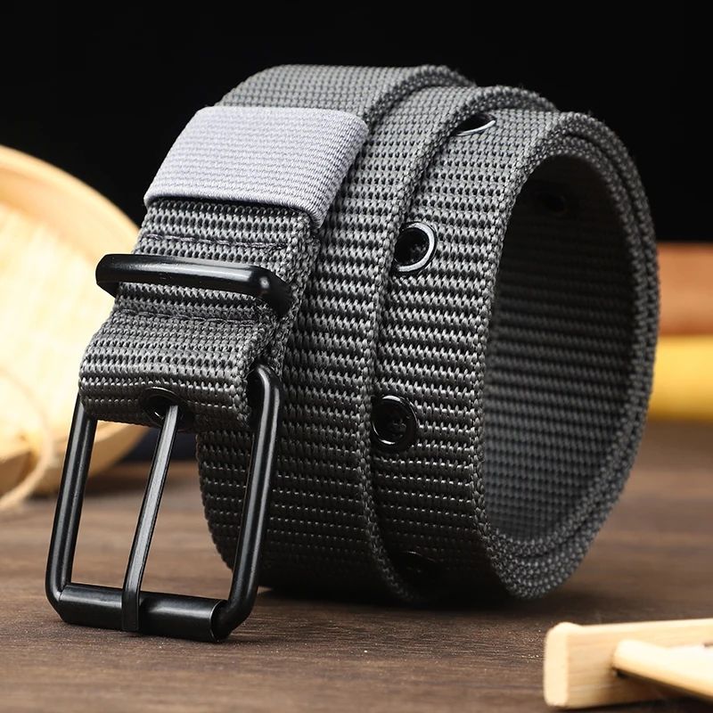 HOT Perforated canvas men's needle buckle student youth Korean version, versatile jeans belt, military training, extende_voghion.com