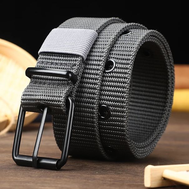 HOT Perforated canvas men's needle buckle student youth Korean version, versatile jeans belt, military training, extende_voghion.com
