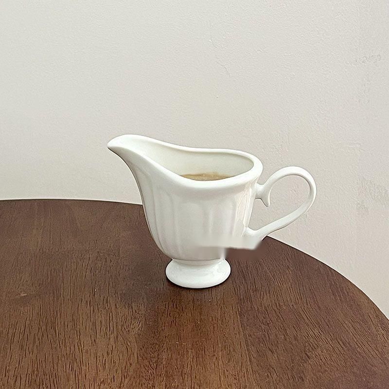Seis horas de cerâmica branca, estilo europeu simples, jarra de café, jarra de leite, pote para molho justo_voghion.com