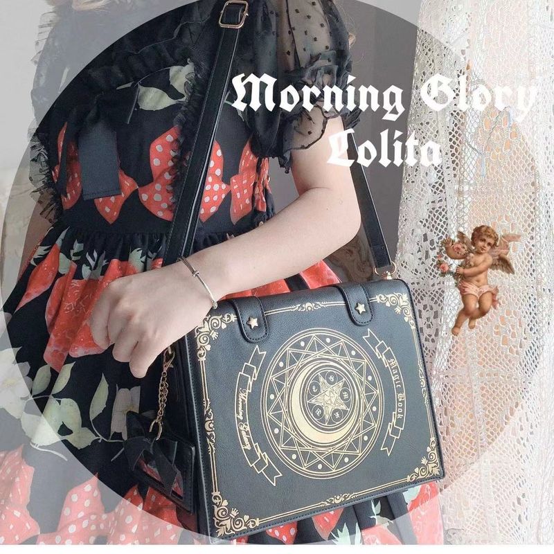 Borsa a tracolla Lolita con patta, design a stella e luna, libro magico, 2025, dolce ed elegante._voghion.com