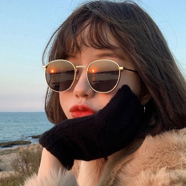 New Sunglasses Women's Summer Ins Street Shot Round Frame Glasses Korean Version Trendy Retro Sunglasses Small Face Sunscreen_voghion.com