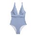 Womens Swimsuit Printed women's one piece striped triangular swimsuit soft bag new beach bikini_voghion.com