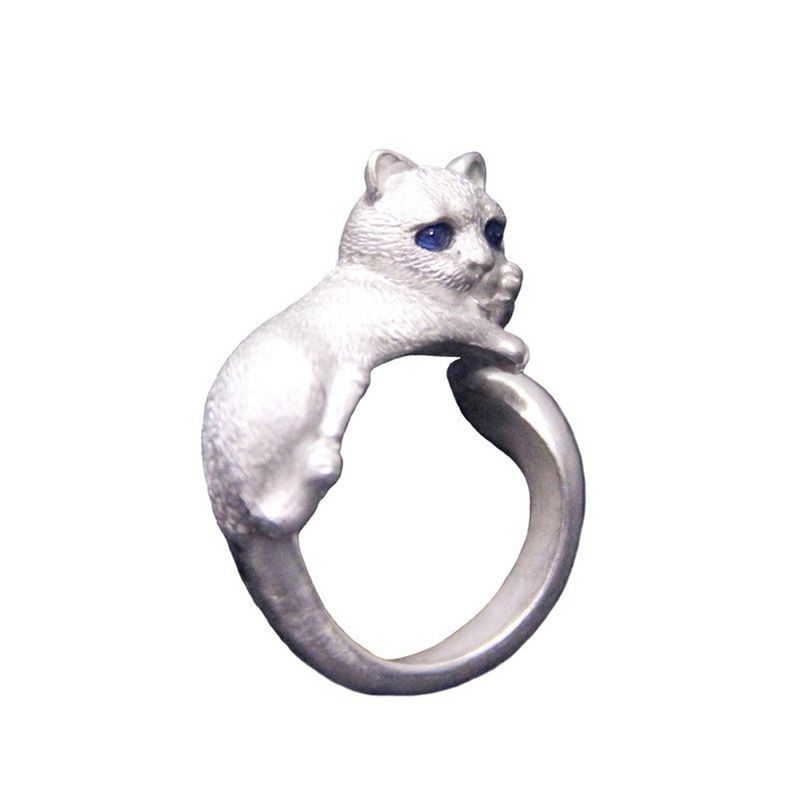 Anello a forma di gatto regolabile da donna in stile moda 2025_voghion.com