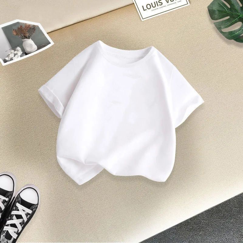 Îmbrăcăminte pentru bebeluși Tricou cu mânecă scurtă pentru copii de vară pentru copii, băieți și fete, la modă, top cu gât roșu, bumbac cu jumătate de mânecă_voghion.com