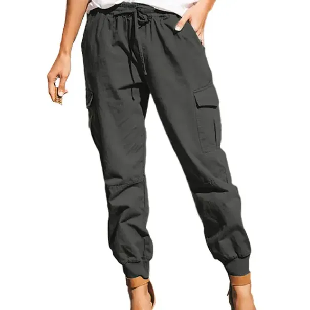 kuum müük Suvi Uued Naised Solid Haren Püksid Korea Mood Tänavarõivad Sport vabaaja õhuke lahtine kõrge vöökoht Tudeng Joggers Cargo_voghion.com