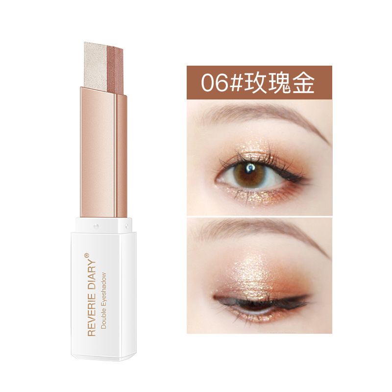 In 1 2 Double Color Gradient Veet Perlglanz-Lidschattenstift Augen-Make-up, wasserdicht, dauerhaft schimmernd, Metall_voghion.com