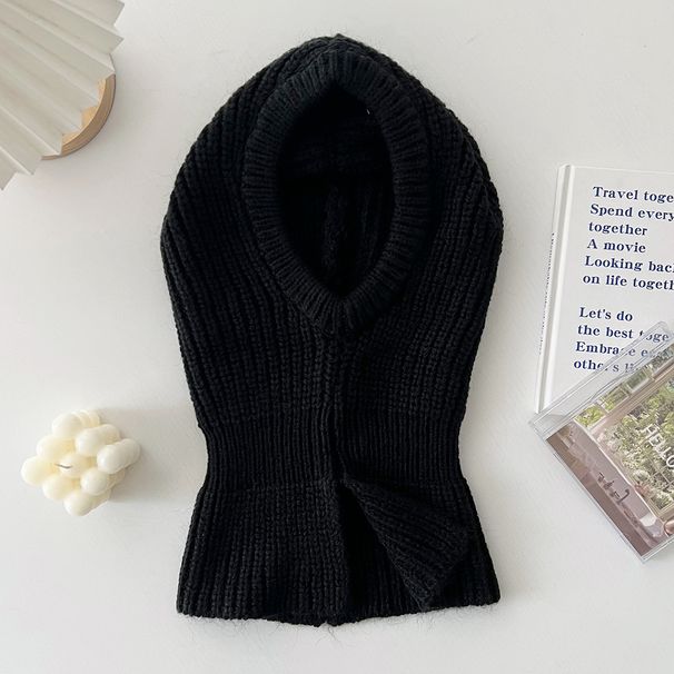 Bonnet d'hiver en laine tricotée Balaclava sud-coréen pour femme, protection du cou résistante au froid, écharpe chaude, cyclisme_voghion.com