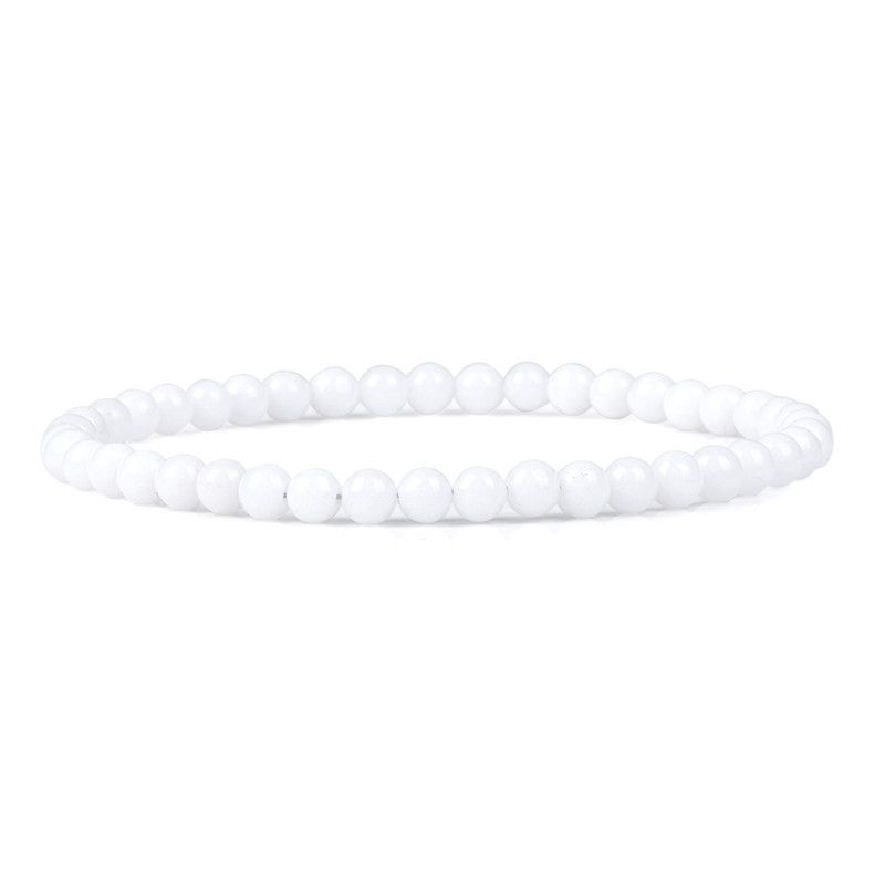 4mm Natural Stone Bead For Men Simple Versatile Elastic Cord Bracelet_voghion.com