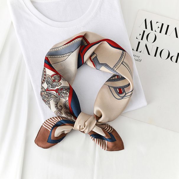 2024 Nieuwe lente/zomer voor dames, Japan en Zuid-Korea Sweet Saddle Print 70 Small Square met bindriemen Mode_voghion.com