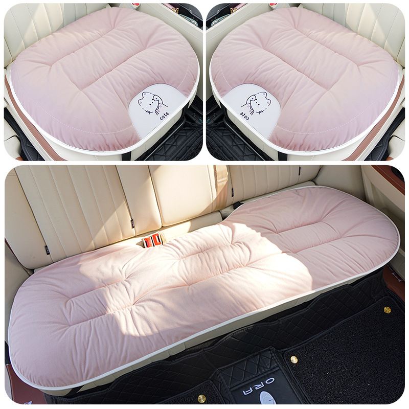 Automóviles y motocicletas Cojín de asiento de automóvil engrosado con textura hacia abajo, de invierno, corto, de felpa, cálido, suave, estilo diosa, dibujos animados, lindo invierno, sensación de alta gama_voghion.com