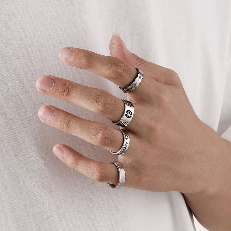 Anello da uomo in acciaio inossidabile con corona e albero della vita in stile cubano, creativo, alla moda e squisito, con motivo a lettere._voghion.com