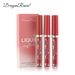 3-Stéck Lipgloss-Set - Samtmatte Lippenstiften a Mandarin, Mëllechtee a brong-rosa Téin_voghion.com