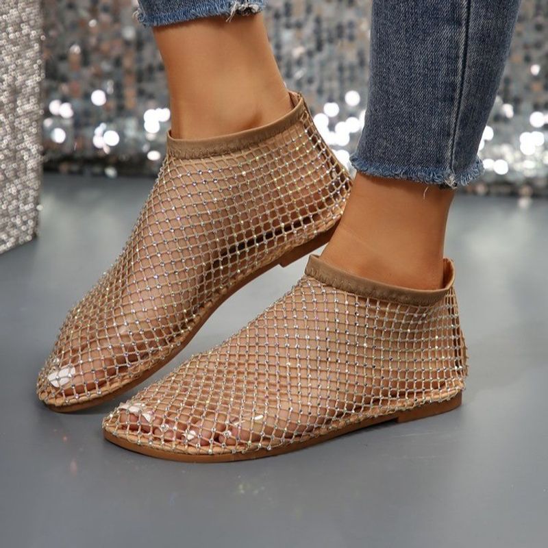Sommer sexy grenzüberschreitende große flache Hohlsandalen für Frauen 2024 Sommer neue Sandalen mit runder Spitze und Diamant-Kurzstiefeln_voghion.com